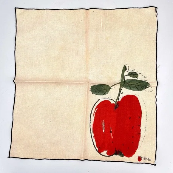 Vintage Vera Neumann Red Apple Linen Cotton napkins Set of 4 - Picture 9 of 12